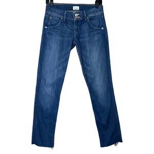 Hudson Collin Flap Skinny Jeans Low Rise Dean Blue Denim Raw Hem Size 26